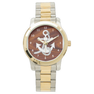 Montre - Ancre de bateau sur bois