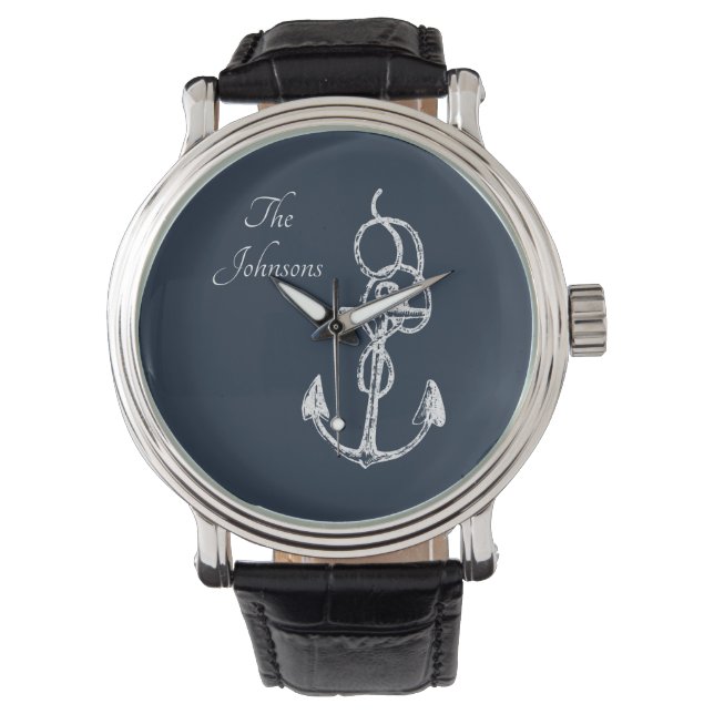 Montre Ancre de nom de famille personnalisée de la marine (devant)