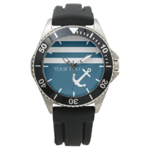 Montre Ancre et rayures minimalistes Nautiques