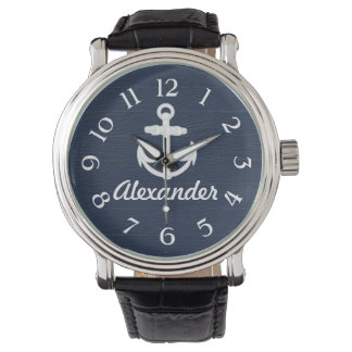 Montre Ancre marine bleu/blanc Surveillance personnalisée