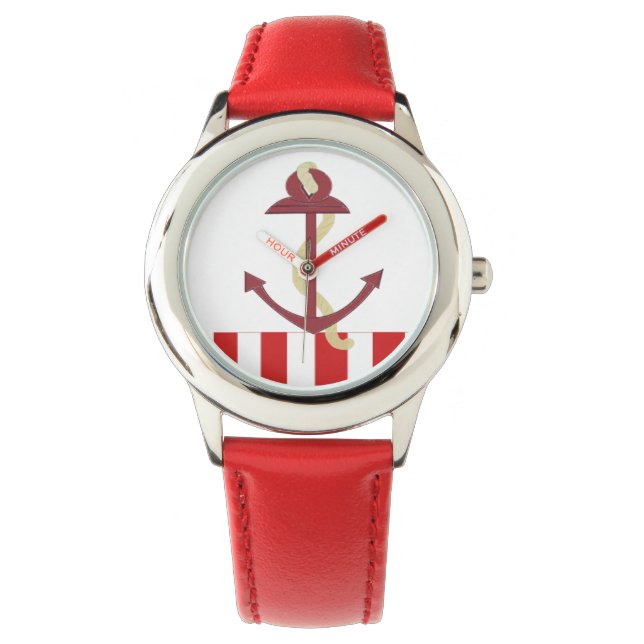 Montre Ancre Naútíque Rayure Rouge (devant)