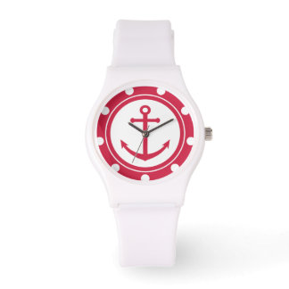 Montre Ancre rouge et blanche Nautique