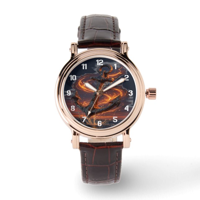 Montre Ancre rustique avec feu - Oreille marine (Recto)