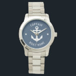 Montre Ancre Vintage nautique Capitaine et bateau ou nom<br><div class="desc">Une Ancre nautique Vintage avec le capitaine Rank ou un autre titre et votre nom ou nom de bateau sur une montre d'argent et de poignet bleu Aqua. Ce Pocket Watch personnalisé ne sera pas seulement le temps, mais est aussi une pièce de conversation amusante. Parfait pour la Fête des...</div>