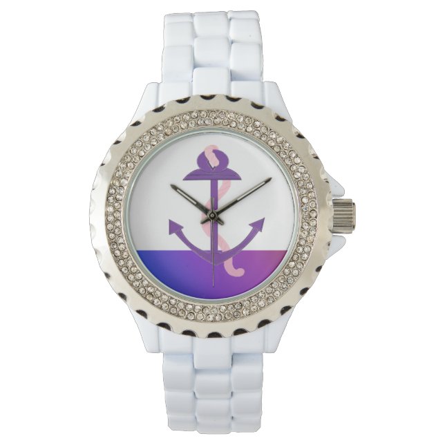 Montre Ancre violette nautique (devant)