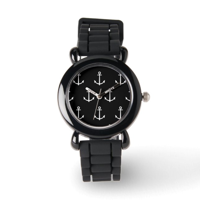 Montre Ancres noir et blanc Motif 1 (Recto)