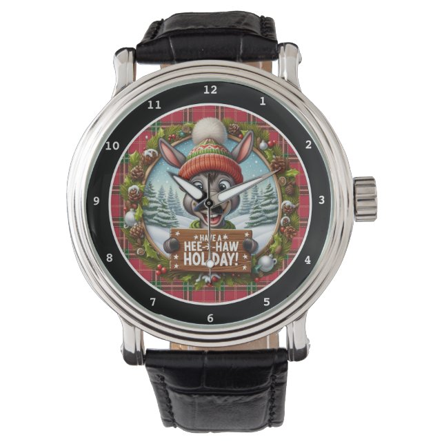 Montre Âne de Noël drôle de vacances  (devant)