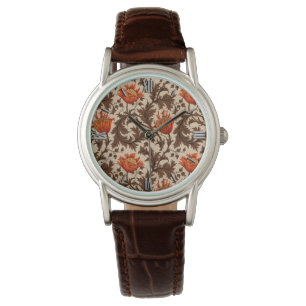 Montre Anémone, beige, brun et rouille de William Morris