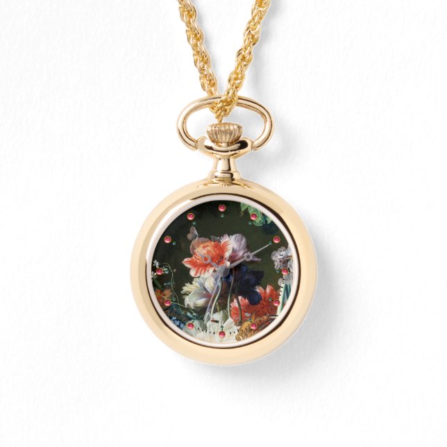 MONTRE ANÉMONES ROUGES ROSE FLEURS BLANCHES, BOUTTERFLY E (Recto)