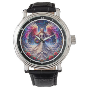 Montre Ange avec des ailes sur un cadran décoratif