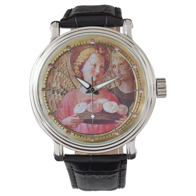 Montre ANGEL AVEC ROSES ET ARCHANGEL GABRIEL Pink Gems (devant)