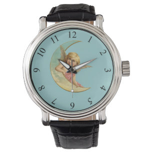 Montre Angel dans une image vintage lune croissant