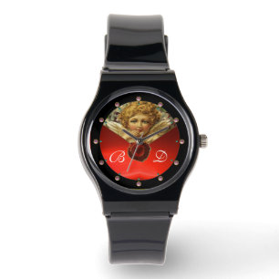 MONTRE ANGEL HEART WAX SEAL RED RUBY GEMSTONE MONOGRAMME