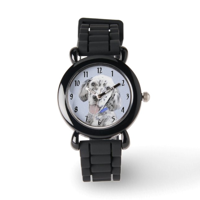 Montre Anglais Setter Blue Belton Peinture Chien Art (Recto)