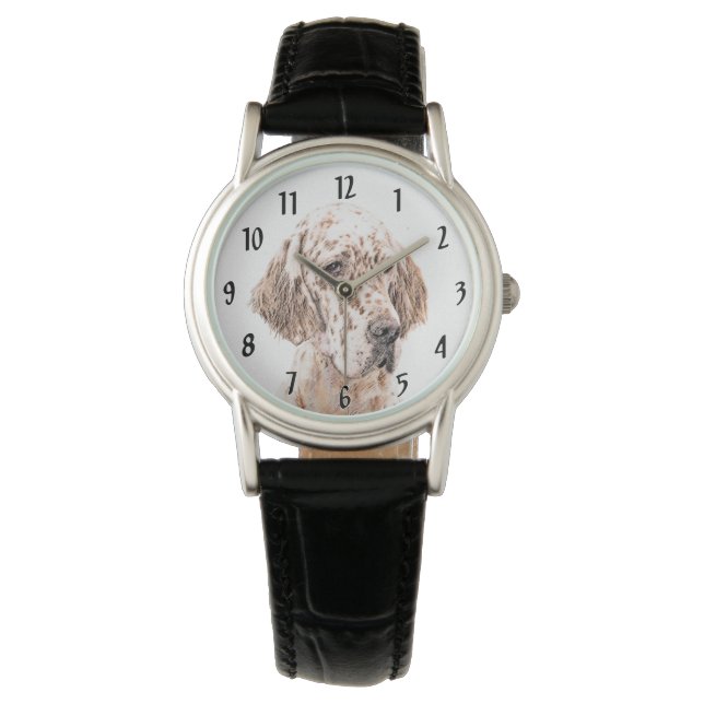 Montre Anglais Setter Orange Belton Peinture Chien Art (devant)