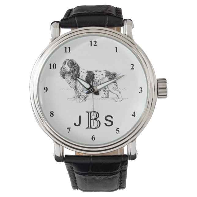Montre Anglais Springer Spaniel | Monogramme masculine (devant)