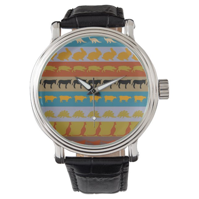 Montre Animaux colorés rétro Motif #8 (devant)