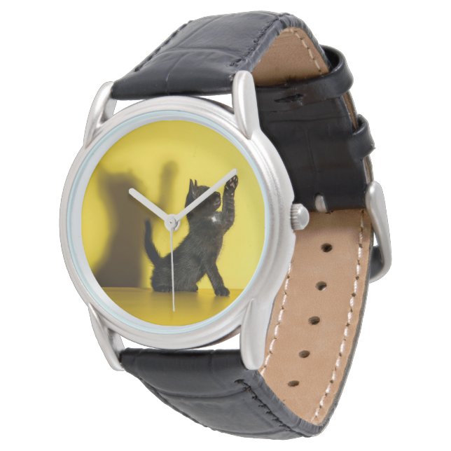 Montre Animaux de bébés cutest | Black Cat Jouer (Incliné)