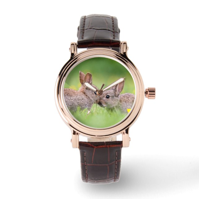 Montre Animaux de bébés cutest | Bunny Kiss (Recto)