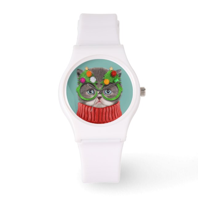 Montre Animaux de bébés cutest | Chandail de Noël de chat (Recto)