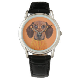 Montre Animaux de bébés cutest Chandail orange Dachshun