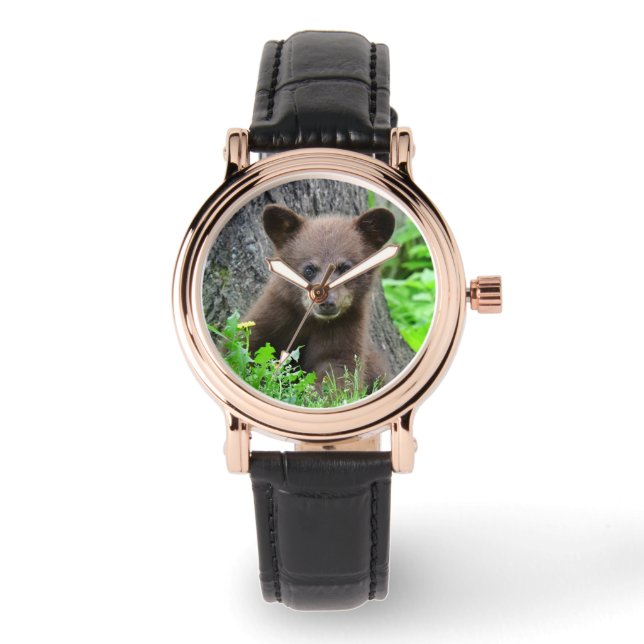 Montre Animaux de bébés cutest | Cube d'ours Brown (Recto)