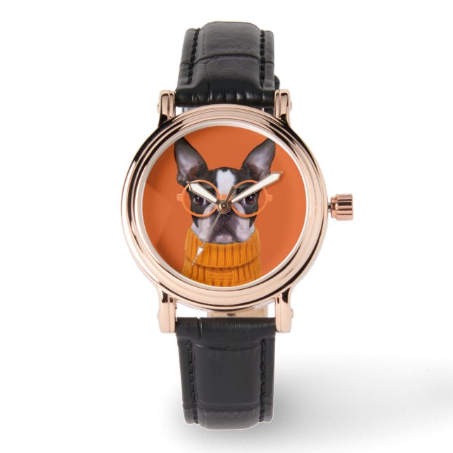 Montre Animaux de bébés cutest | Orange Boston Terrier (Recto)
