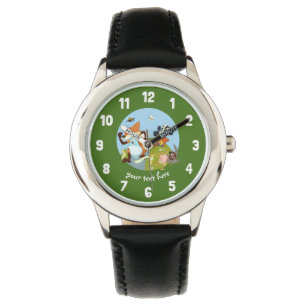 Montre Animaux de bois amusant Courir Fox & Badger Cartoo