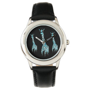 Montre Animaux sauvages amusants Giraffe bleue