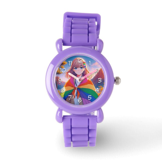 Montre Anime Girl avec LGBTQIA+ Cape (Recto)
