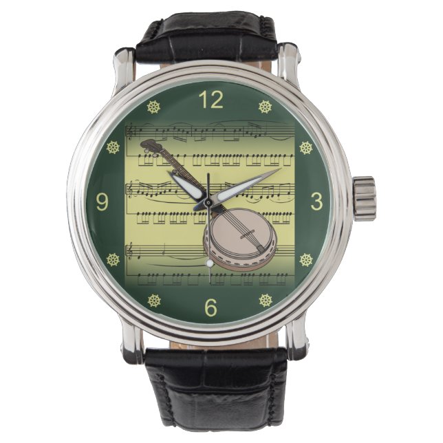 Montre anjo~Partition roulée~Arrière - plan or/vert~ (devant)