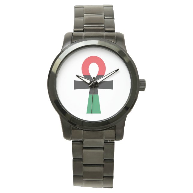 Montre Ankh rouge, noir et vert (devant)