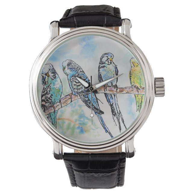 Montre Anneau clé d'art de l'Australian Bird Budgie Water (devant)