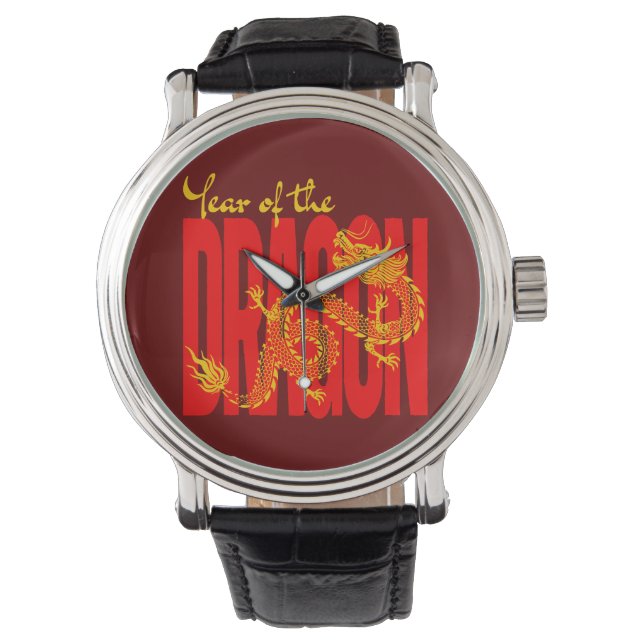 Montre Année du Dragon Rouge Or (devant)