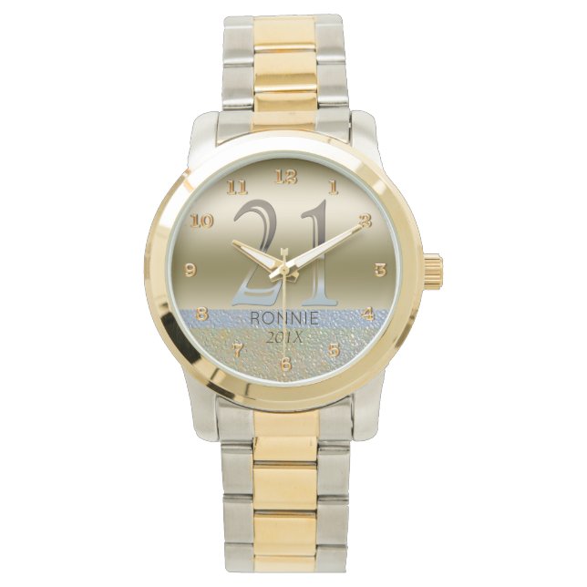 Montre Anniversaire 21 ans | Gold Silver Numéro 21 (devant)