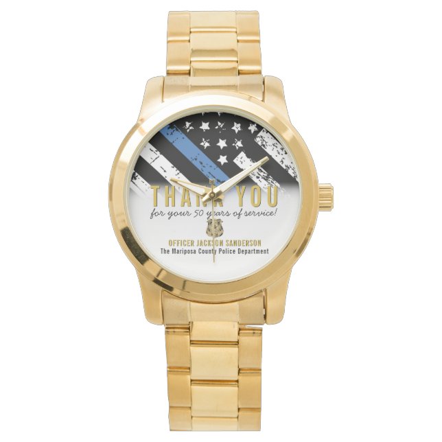 Montre Anniversaire de la retraite de la police Ligne ble (devant)