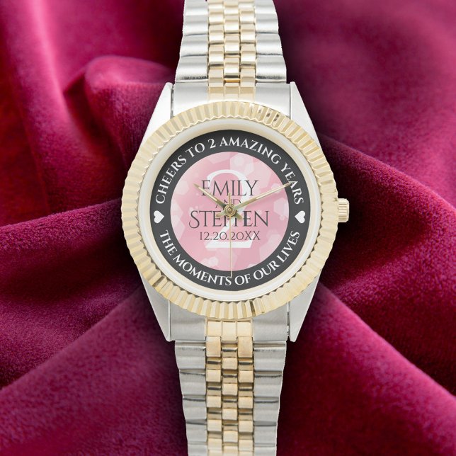 Montre Anniversaire Mariage élégant du 2e Rose Quartz (Elegant 2nd Rose Quartz Wedding Anniversary Wristwatch Cover Photo)