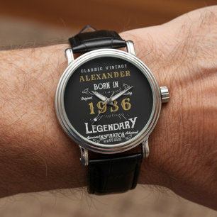 Montre Anniversaire Personnalisé 90 ans Né en 1936 Vintag