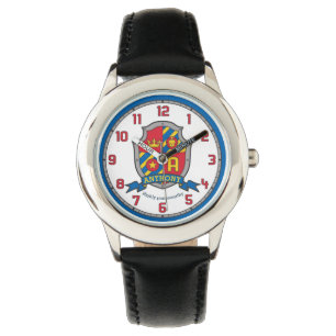 Montre Anthony nom signifiant crête rouge bleu jaune lion