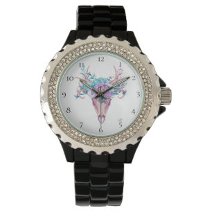 Montre *~* Antlers du crâne Fleurs du Boho de la Corne Pl