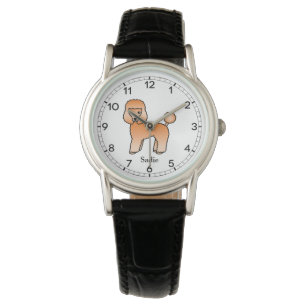 Montre Apricot Toy Poodle mignon Cartoon Chien et nom