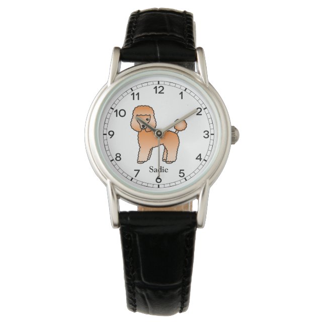 Montre Apricot Toy Poodle mignon Cartoon Chien et nom (devant)