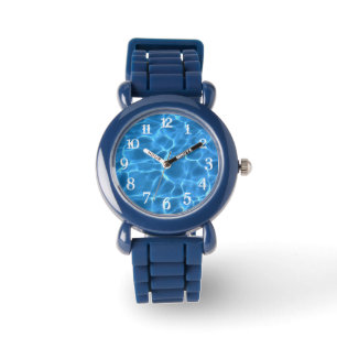 Montre Aqua Blue Piscine Photo White Splash Numéros