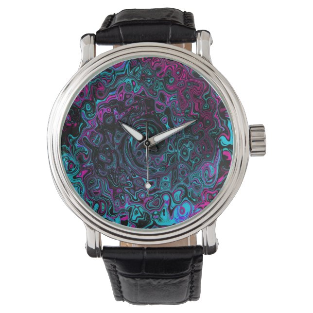 Montre Aqua Magenta et Abstrait noir (devant)