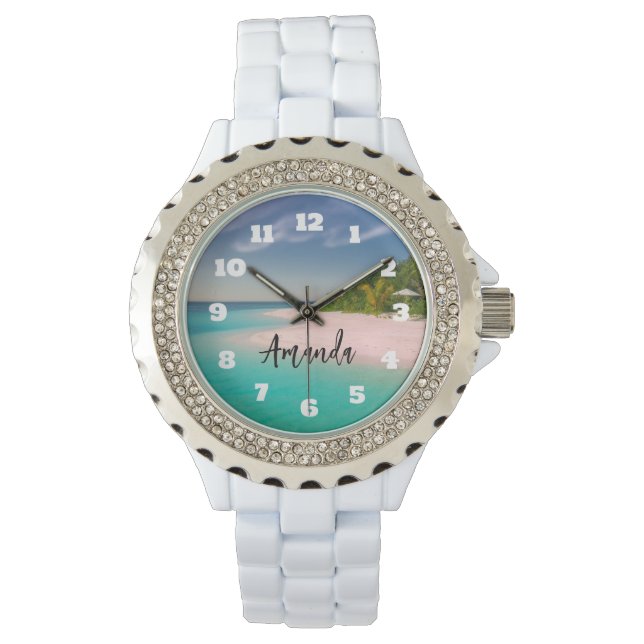 Montre Aquamarine Ocean Tropical Beach Personalized (devant)