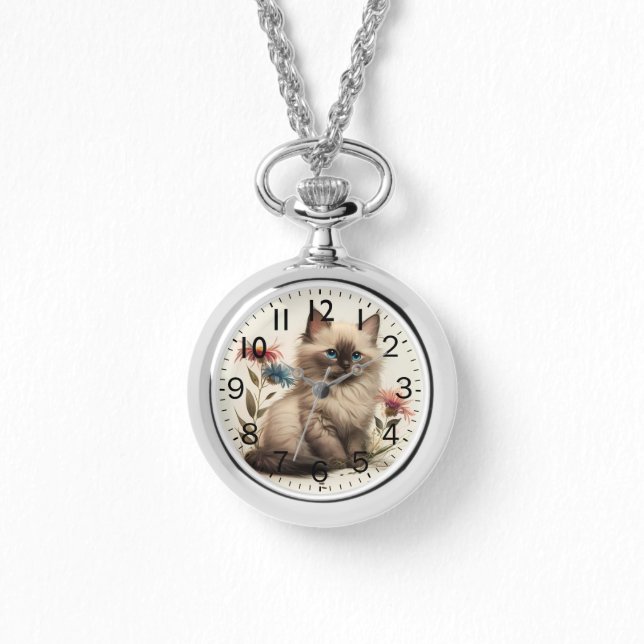 Montre Aquarelle adorable Birman Kitten Imprimer (Recto)
