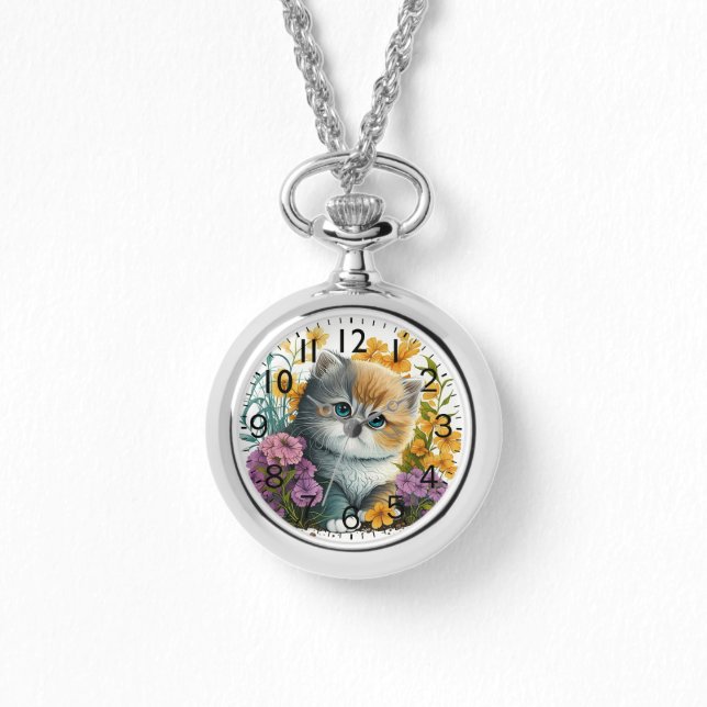 Montre Aquarelle adorable Chatte à cheveux courts exotiqu (Recto)