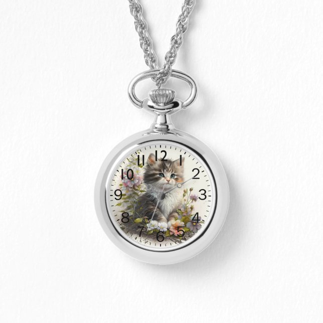 Montre Aquarelle adorable Ragamuffin Kitten Imprimer (Recto)