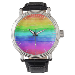 Montre Aquarelle arc-en-ciel