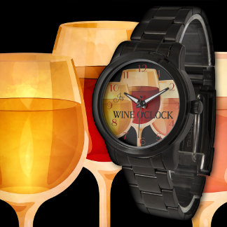 Montre Aquarelle Artistique Vin O Horloge